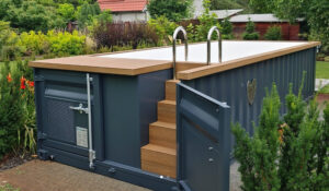 6,2 m x 2,5 m großer Containerpool mit Wärmepumpe, Premium-Paket